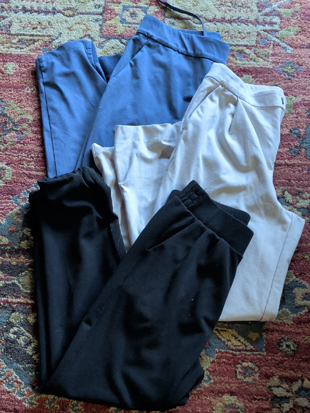 Relaxed Jogger/ Slack Set in Black, White, Blue